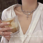 Vintage Minimalist Cross Pendant Necklace Pi-Mart
