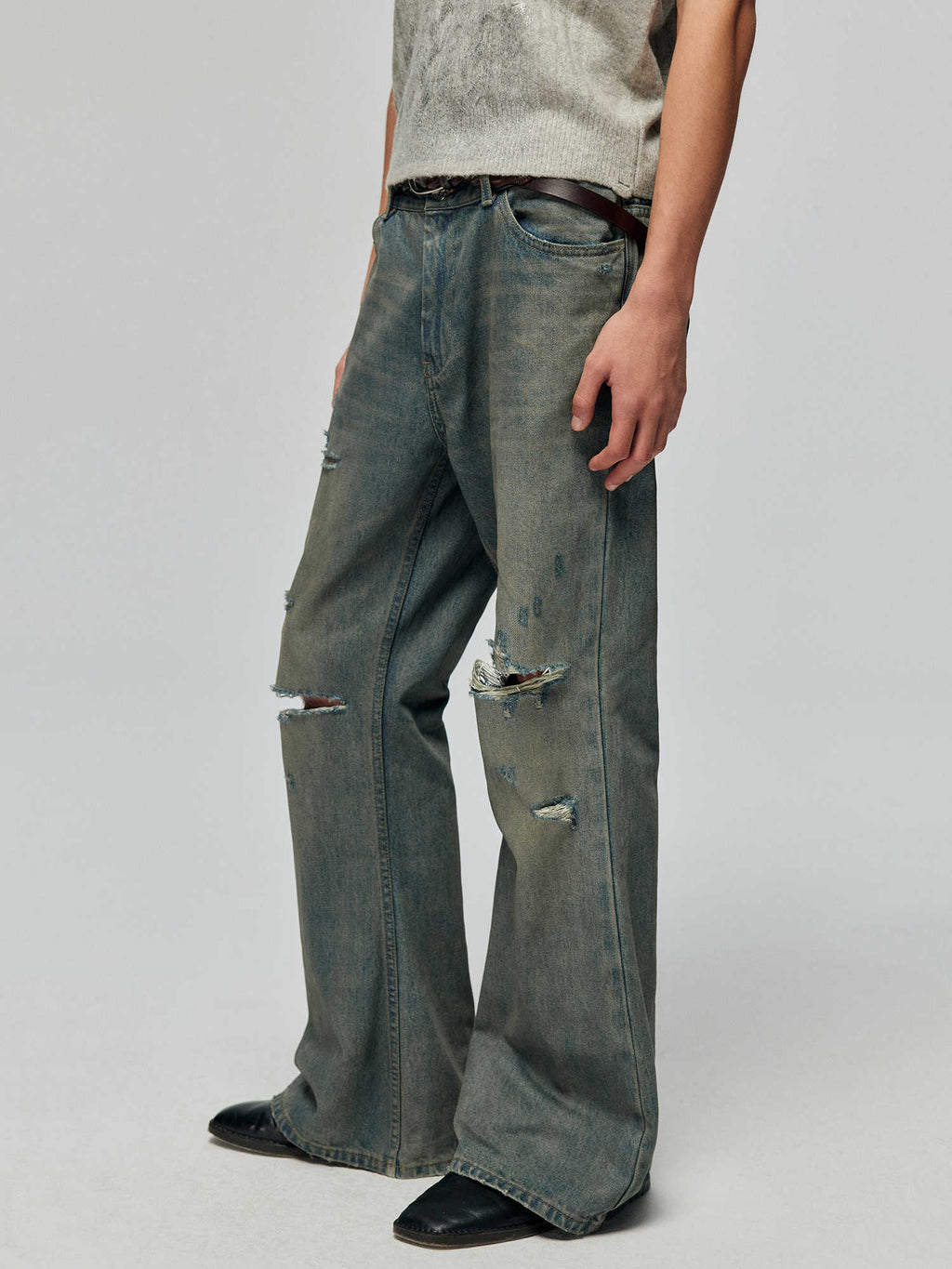 Cotton Retro Make Old Ripped Loose Micro-flared Trousers Jeans Lootquake LLC