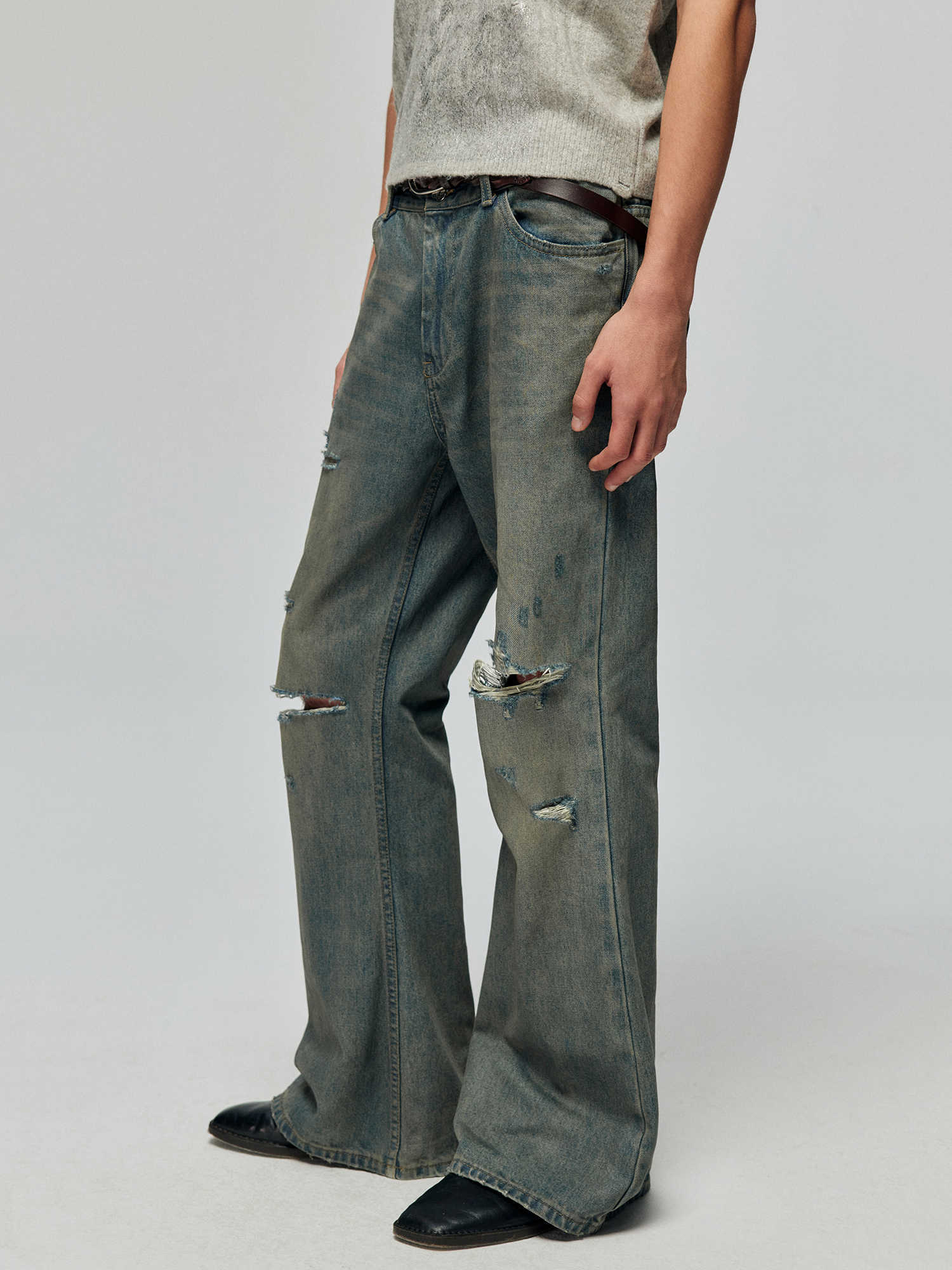 Cotton Retro Make Old Ripped Loose Micro-flared Trousers Jeans Lootquake LLC