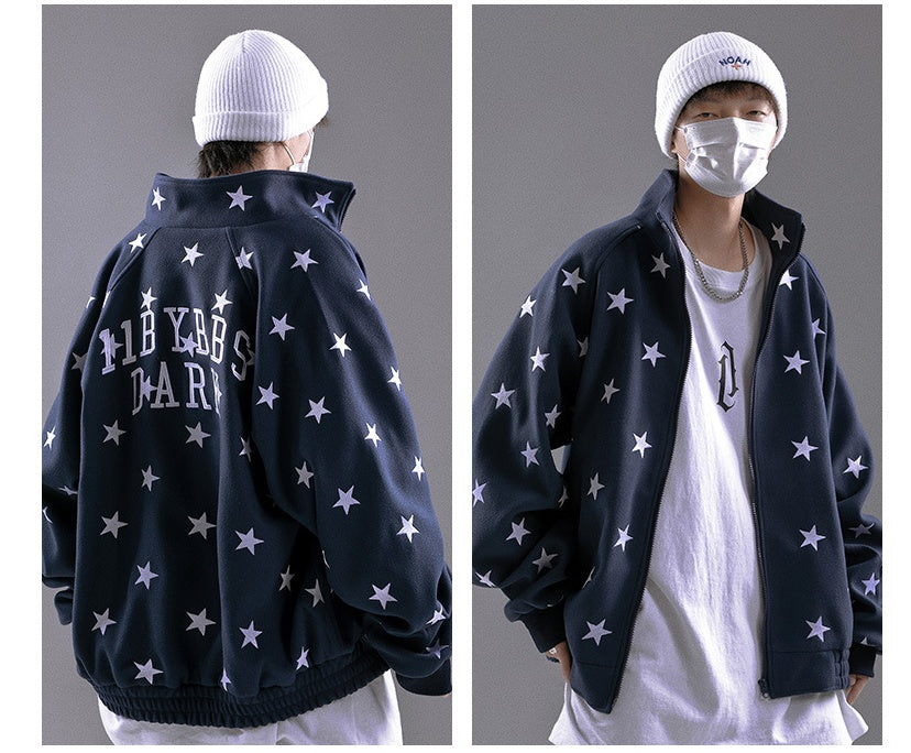 Autumn New Cardigans Star Hoodie Men Loose Pi-Mart