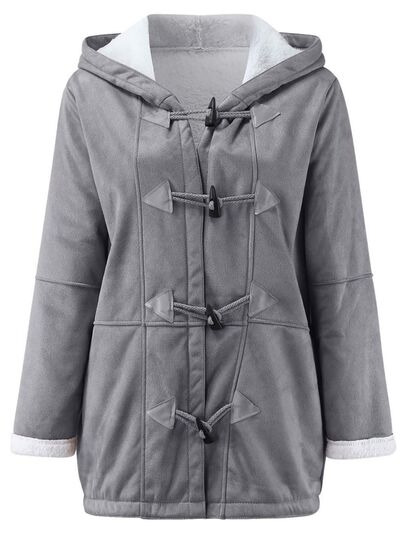 Full Size Pocketed Long Sleeve Hooded Toggle Jacket – Stylish & Functional Outerwear for Women Stevvex