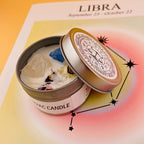 Handcrafted Libra Zodiac Scented Candle with Dried Flowers & Blue Wind Chime Fragrance - Ideal for Meditation, Yoga & Tarot - Perfect Gift for Christmas, Halloween, Easter & New Year -