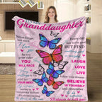 1pc Soft Flannel Butterfly Print Blanket, Warm Cozy Throw for Couch Bed Sofa, To My Granddaughter Lootquake LLC