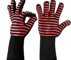 BBQ Gloves High Temperature Resistance Oven Mitts 500 800 Degrees Fireproof Barbecue Heat Insulation Microwave Oven Gloves Silicone Non-Slip Kitchen Cooking Gloves for Barbecue Cooking Stevvex