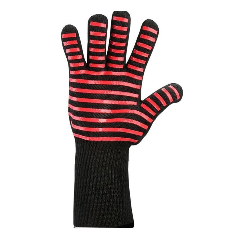 BBQ Gloves High Temperature Resistance Oven Mitts 500 800 Degrees Fireproof Barbecue Heat Insulation Microwave Oven Gloves Silicone Non-Slip Kitchen Cooking Gloves for Barbecue Cooking Stevvex
