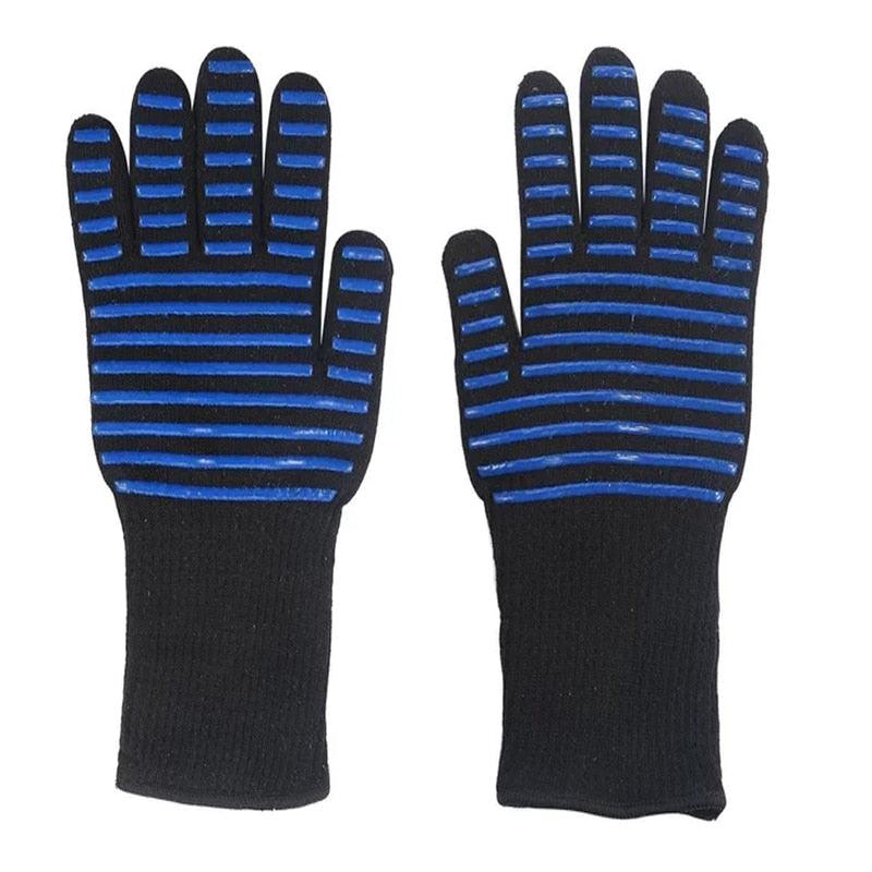 BBQ Gloves High Temperature Resistance Oven Mitts 500 800 Degrees Fireproof Barbecue Heat Insulation Microwave Oven Gloves Silicone Non-Slip Kitchen Cooking Gloves for Barbecue Cooking Stevvex