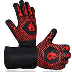 BBQ Gloves High Temperature Resistance Oven Mitts 500 800 Degrees Fireproof Barbecue Heat Insulation Microwave Oven Gloves Silicone Non-Slip Kitchen Cooking Gloves for Barbecue Cooking Stevvex