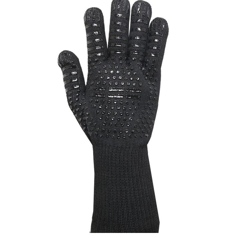 BBQ Gloves High Temperature Resistance Oven Mitts 500 800 Degrees Fireproof Barbecue Heat Insulation Microwave Oven Gloves Silicone Non-Slip Kitchen Cooking Gloves for Barbecue Cooking Stevvex