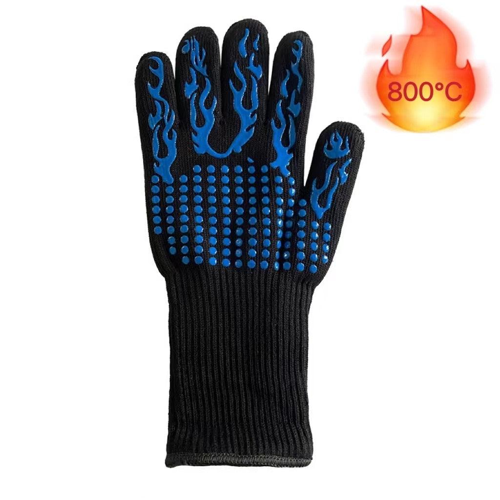 BBQ Gloves Silicone Heat-Resistant Glove Kitchen Microwave Oven Mitts 500 800 Degree Fireproof And Non-Slip Barbecue Gloves  Kitchen Gloves Long Wrist Protect Non-Slip Silicone for Barbecue Cooking Stevvex