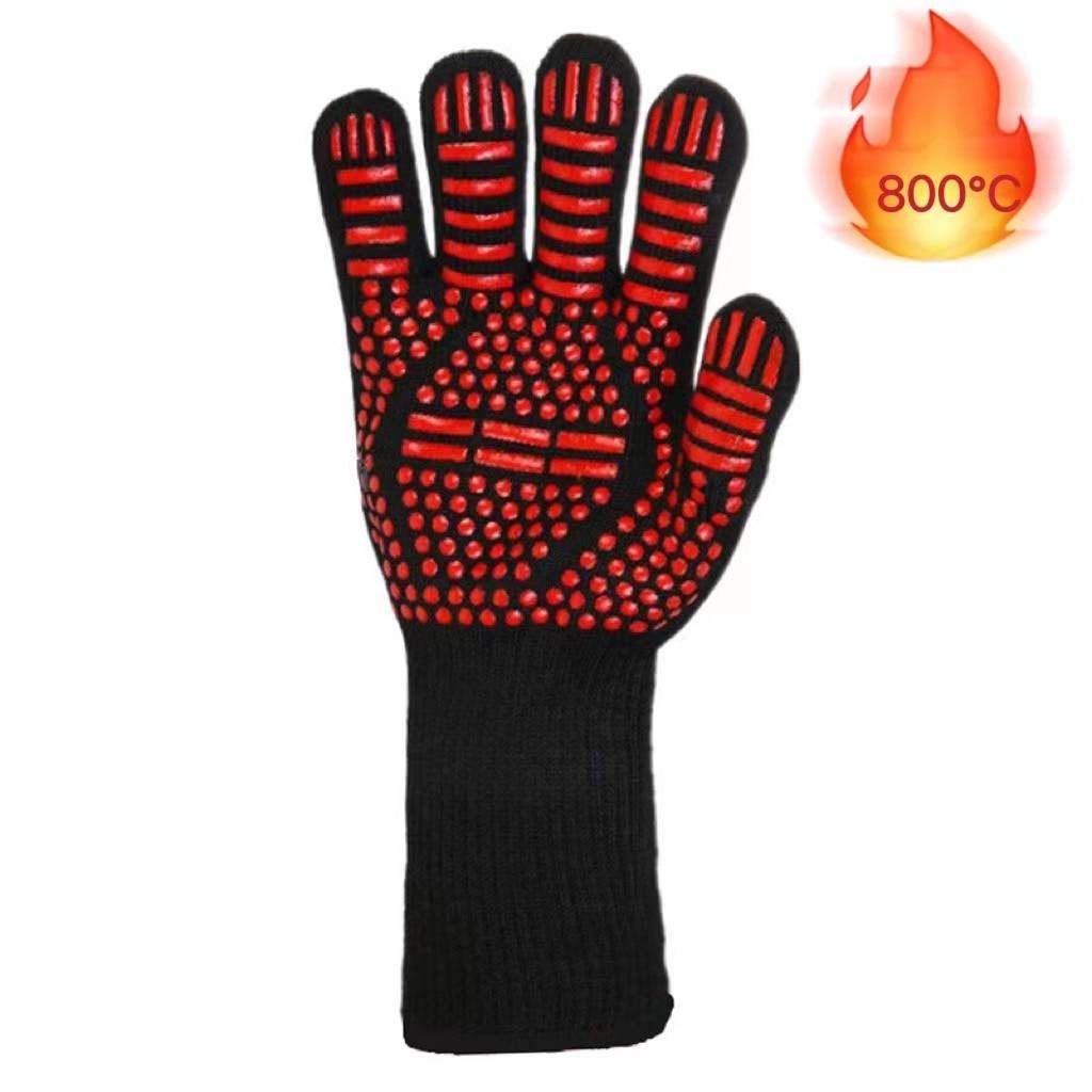 BBQ Gloves Silicone Heat-Resistant Glove Kitchen Microwave Oven Mitts 500 800 Degree Fireproof And Non-Slip Barbecue Gloves  Kitchen Gloves Long Wrist Protect Non-Slip Silicone for Barbecue Cooking Stevvex