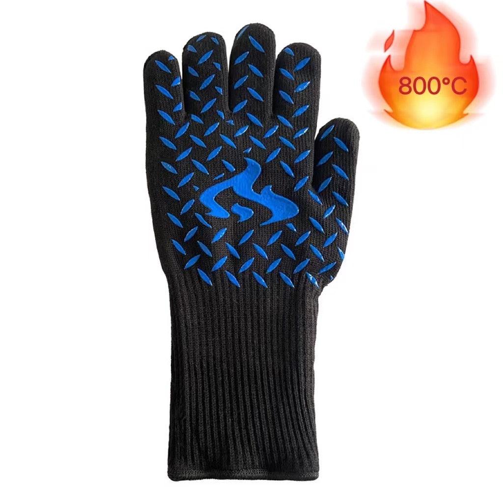 BBQ Gloves Silicone Heat-Resistant Glove Kitchen Microwave Oven Mitts 500 800 Degree Fireproof And Non-Slip Barbecue Gloves  Kitchen Gloves Long Wrist Protect Non-Slip Silicone for Barbecue Cooking Stevvex