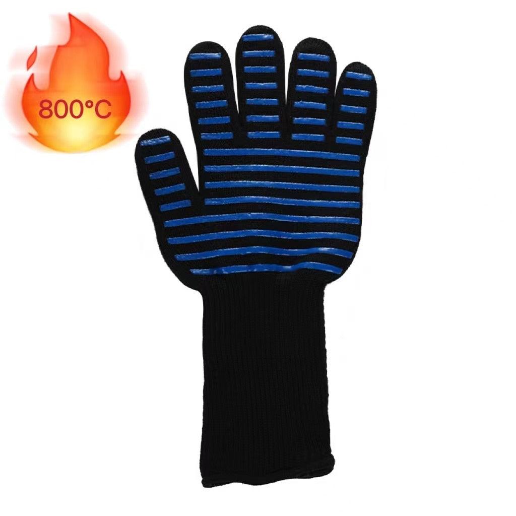 BBQ Gloves Silicone Heat-Resistant Glove Kitchen Microwave Oven Mitts 500 800 Degree Fireproof And Non-Slip Barbecue Gloves  Kitchen Gloves Long Wrist Protect Non-Slip Silicone for Barbecue Cooking Stevvex