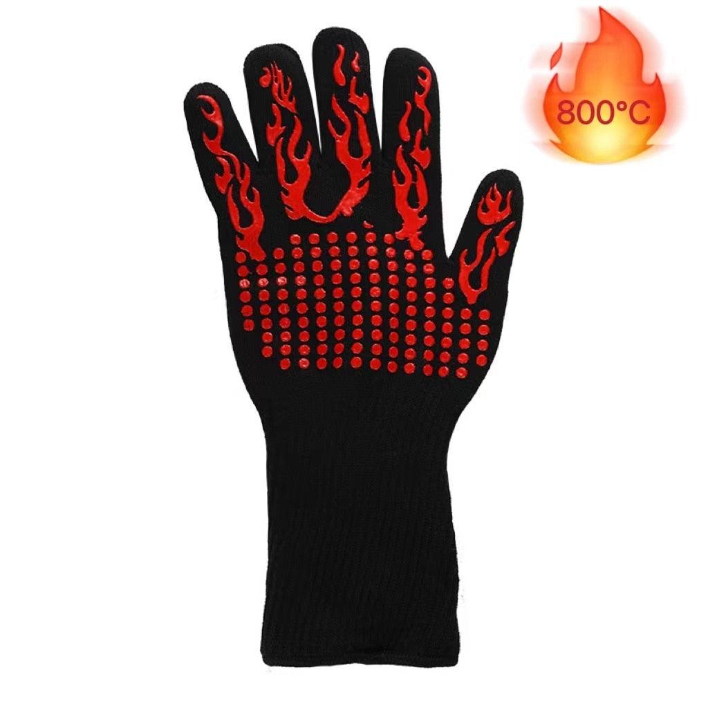 BBQ Gloves Silicone Heat-Resistant Glove Kitchen Microwave Oven Mitts 500 800 Degree Fireproof And Non-Slip Barbecue Gloves  Kitchen Gloves Long Wrist Protect Non-Slip Silicone for Barbecue Cooking Stevvex
