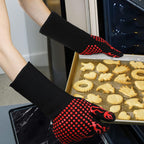 BBQ Gloves Silicone Heat-Resistant Glove Kitchen Microwave Oven Mitts 500 800 Degree Fireproof And Non-Slip Barbecue Gloves  Kitchen Gloves Long Wrist Protect Non-Slip Silicone for Barbecue Cooking Stevvex