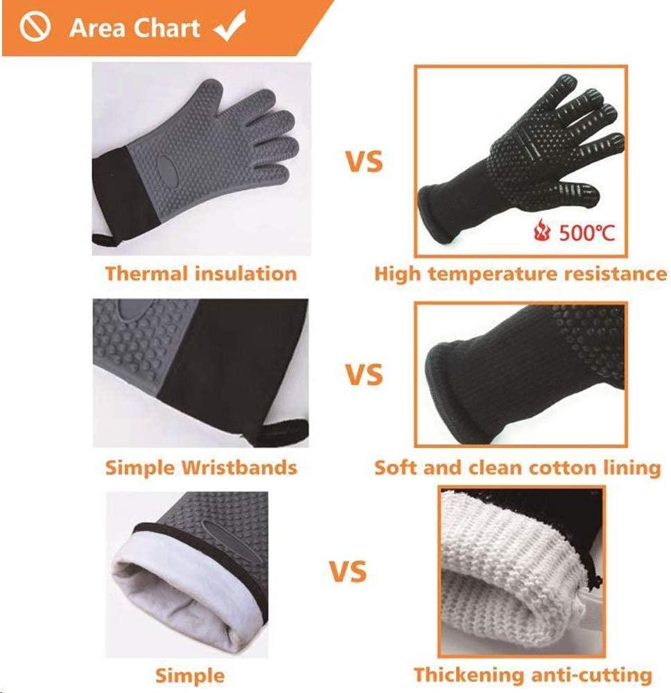 BBQ Gloves Silicone Heat-Resistant Glove Kitchen Microwave Oven Mitts 500 800 Degree Fireproof And Non-Slip Barbecue Gloves  Kitchen Gloves Long Wrist Protect Non-Slip Silicone for Barbecue Cooking Stevvex