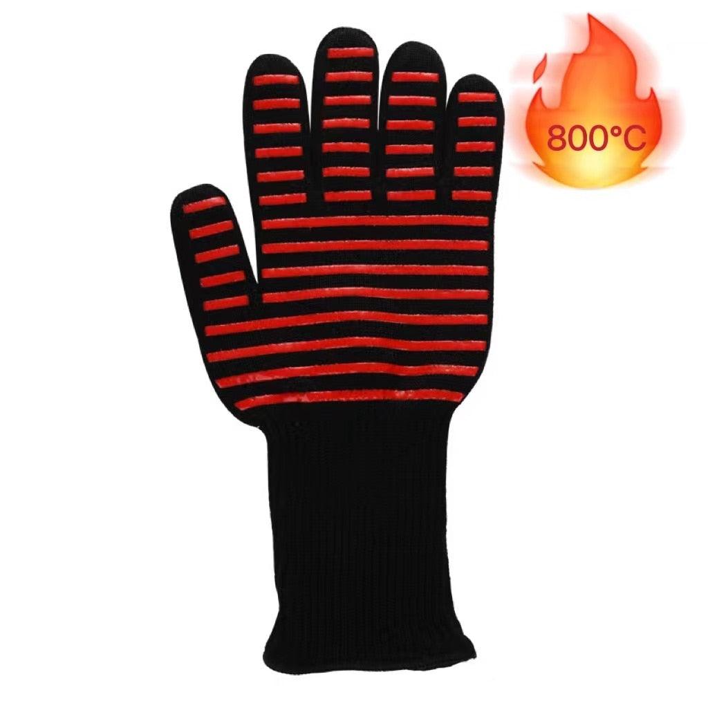 BBQ Gloves Silicone Heat-Resistant Glove Kitchen Microwave Oven Mitts 500 800 Degree Fireproof And Non-Slip Barbecue Gloves  Kitchen Gloves Long Wrist Protect Non-Slip Silicone for Barbecue Cooking Stevvex