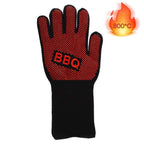 BBQ Gloves Silicone Heat-Resistant Glove Kitchen Microwave Oven Mitts 500 800 Degree Fireproof And Non-Slip Barbecue Gloves  Kitchen Gloves Long Wrist Protect Non-Slip Silicone for Barbecue Cooking Stevvex