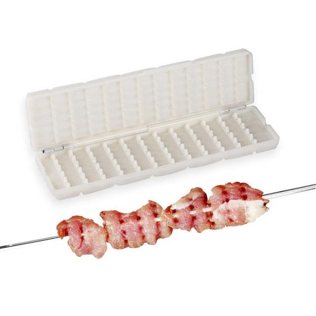 BBQ Meat String Machine Barbecue Skewer Tools Portable Skewer Kebab Maker Box Machine Grill Kitchen Accessories Automatic Meat Skewer Tools Beef Easy Wear Meat Maker Grill Barbecue Kitchen Accessories Tools Stevvex