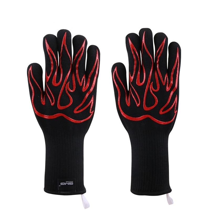 BBQ Oven Gloves High Temperature Resistance Barbecue Cooking Baking Heat Insulation 14 Inch Bracers Microwave Gloves Fireproof Kitchen Gloves for Outdoor Cooking BBQ Barbecue Accessories Stevvex