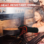 BBQ Oven Gloves High Temperature Resistance Barbecue Cooking Baking Heat Insulation 14 Inch Bracers Microwave Gloves Fireproof Kitchen Gloves for Outdoor Cooking BBQ Barbecue Accessories Stevvex