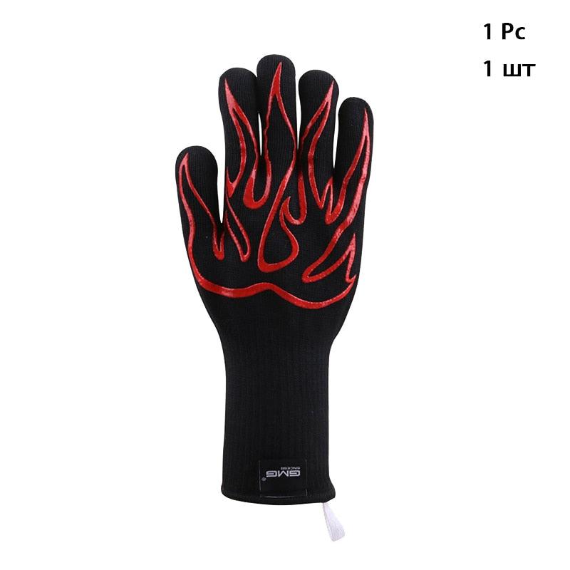 BBQ Oven Gloves High Temperature Resistance Barbecue Cooking Baking Heat Insulation 14 Inch Bracers Microwave Gloves Fireproof Kitchen Gloves for Outdoor Cooking BBQ Barbecue Accessories Stevvex