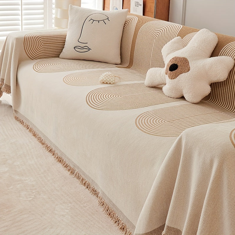 1pc Chenille Integrated Sofa Cover Blanket Bohemian Household Bedroom Living Room Sofa Decorative Throw Blanket Couch Cover Blanket, Shenyl, Integrated, Bohemian, Blanket Lootquake LLC