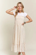 New Summer Smocked Floral Ruffled Hem Cami Dress – Feminine, Charming, Playful, Perfect for Warm Weather and Casual Outings Stevvex
