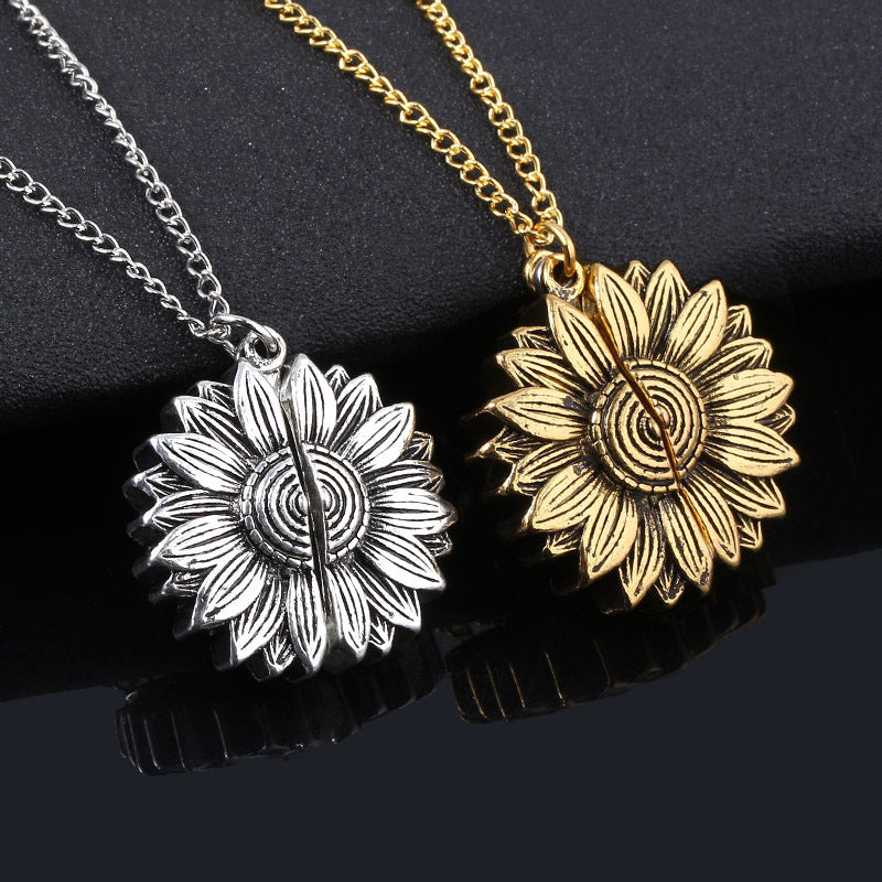 You Are My Sunshine Sunflower Necklace Women Men Pi-Mart