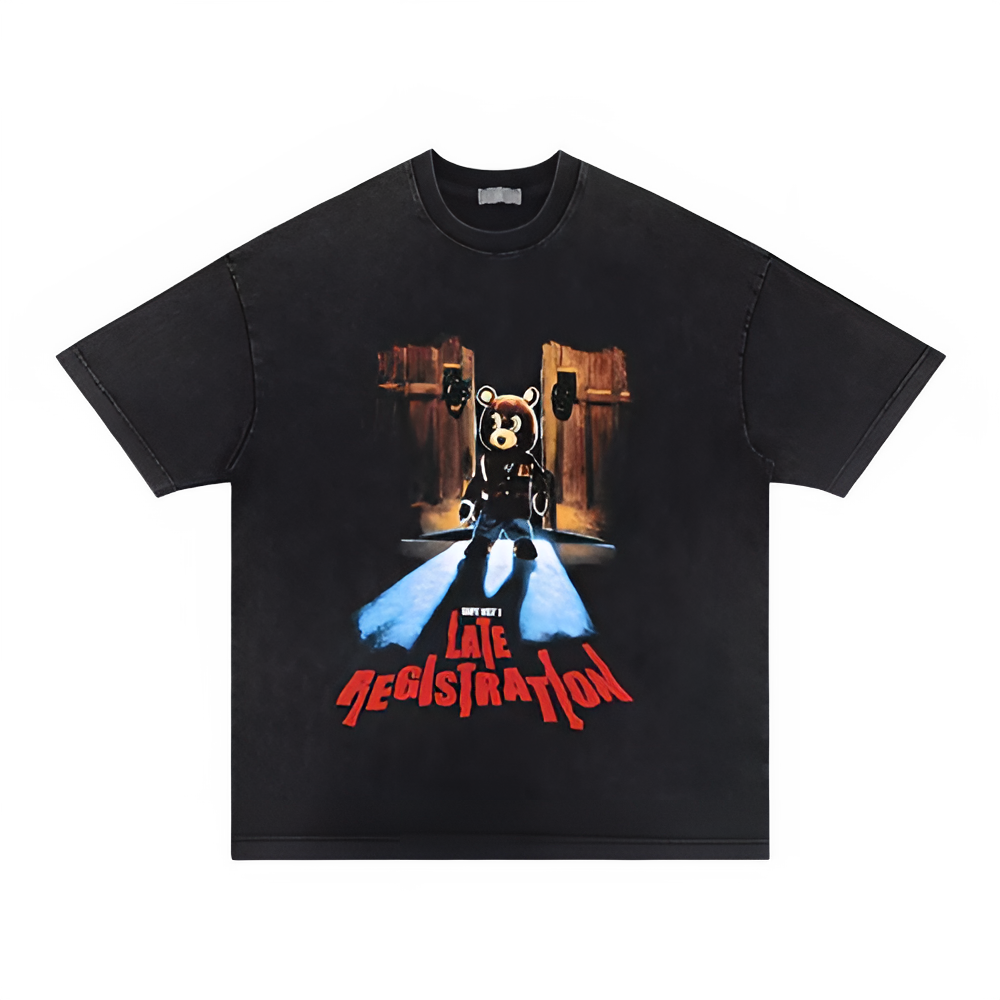 Spring summer new product the same drop-out bear print short-sleeved T-shirt man Pi-Mart