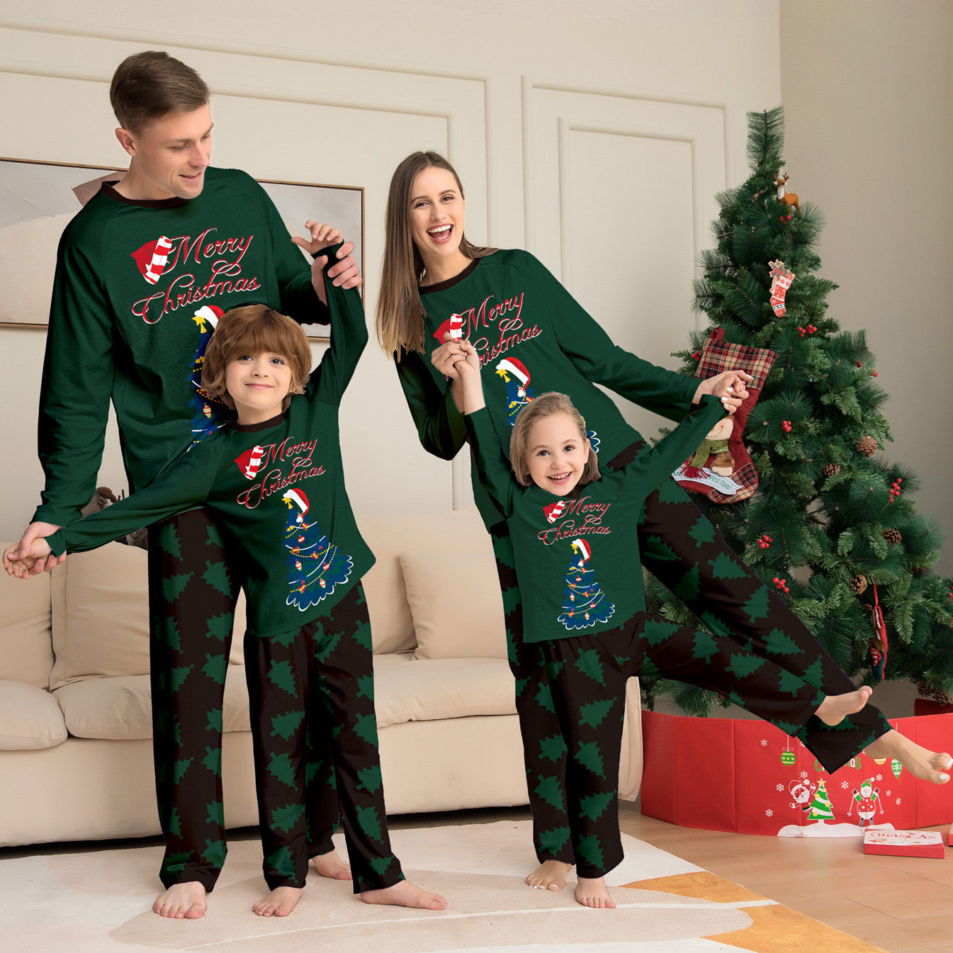 Tree Printed Long-sleeved Homewear Pajamas Pi-Mart