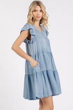 New Summer V-Neck Ruffled Cap Sleeve Mini Dress For Women – Fluttering, Trendy, Feminine, Elegant & Playful Style