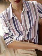 Ladies' Long-sleeved Striped Printed Versatile Casual Shirt - SJB-DIAMOND ELITES