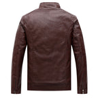 New Men's Leather Jackets Plus Velvet Solid Color