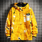 Hooded Plus Size Zipper Travel Yellow Regular Jacket