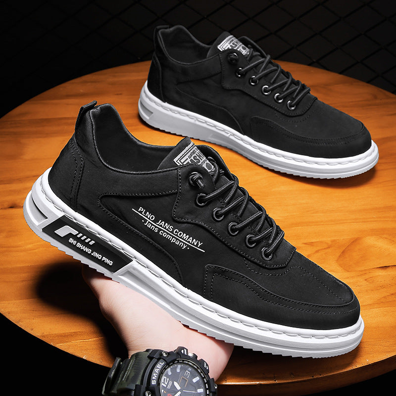 Men Sneakers Lace-up Letter Print Platform Canvas Shoes Sports Pi-Mart