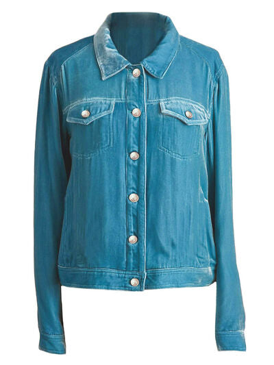 Casual Button-Up Long Sleeve Jacket with Chest Pockets and Relaxed Fit Stevvex