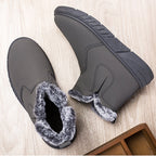 Winter Snow Boots Men V Cutout Shoes With Plush Ankle Boots Pi-Mart