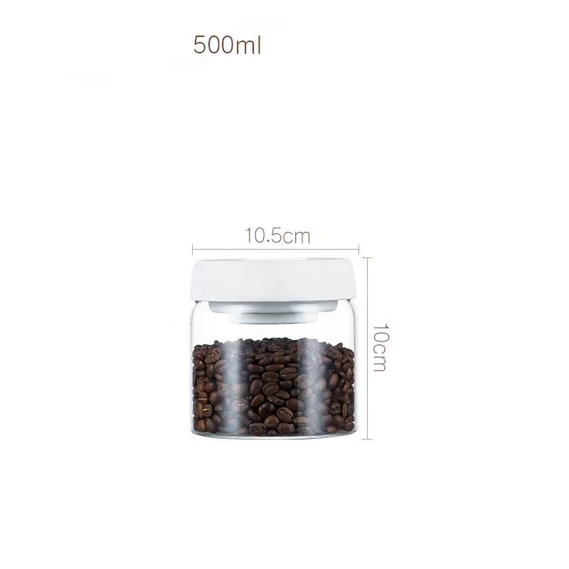 Vacuum Sealed Jug Set Black Coffee Beans Glass Airtight Canister Kitchen Food Grains Candy Keep Good Storage Jar Set Kitchen Gadgets Pi-Mart