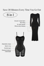 Caramel Built-In Shapewear Dress Square Neck Long Sleeve Maxi Dress Elegant Shapewear Dress For Women