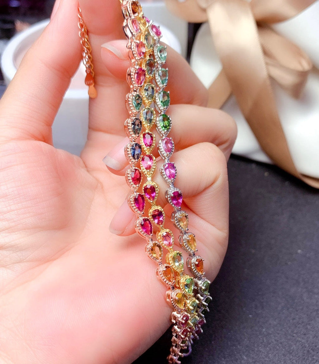 Women's Natural Candy Color Tourmaline Bracelet Pi-Mart