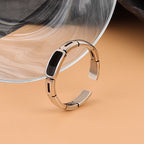Silver Color Black Stone Ring Pi-Mart