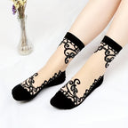 5 Pairs Embroidered Mesh Socks, Thin & Comfy Mid Tube Socks, Women's Stockings & Hosiery Lootquake LLC