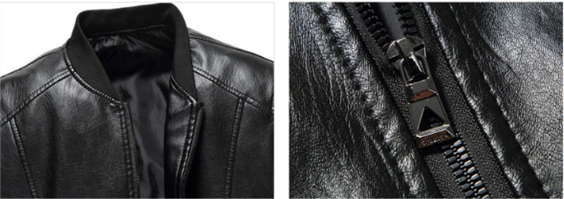 Men's Leather Jackets Spring And Autumn Plus Cashmere Men's Loose Pi-Mart