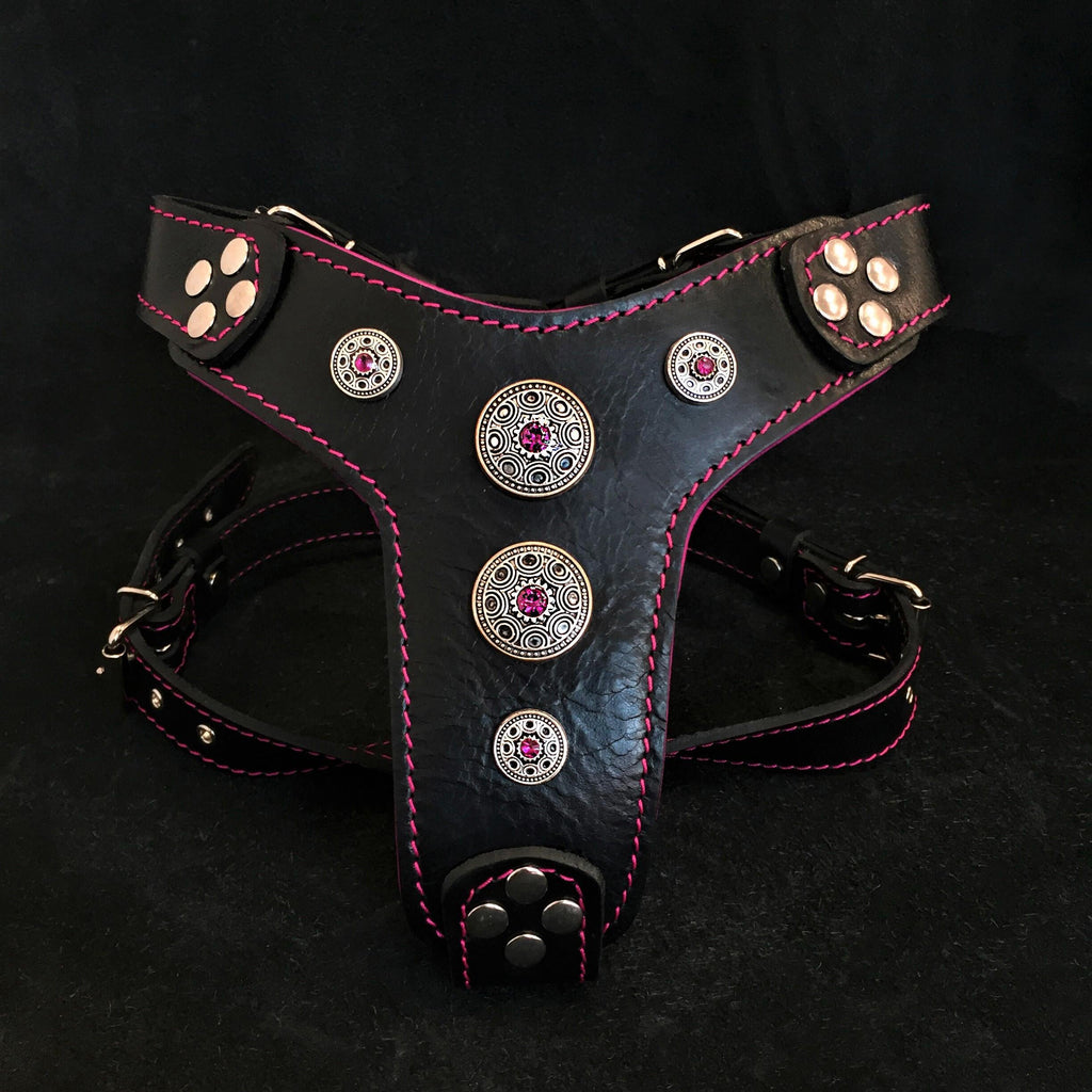 The ''Bijou'' harness Black & Pink Small to Medium Size - SJB-DIAMOND ELITES