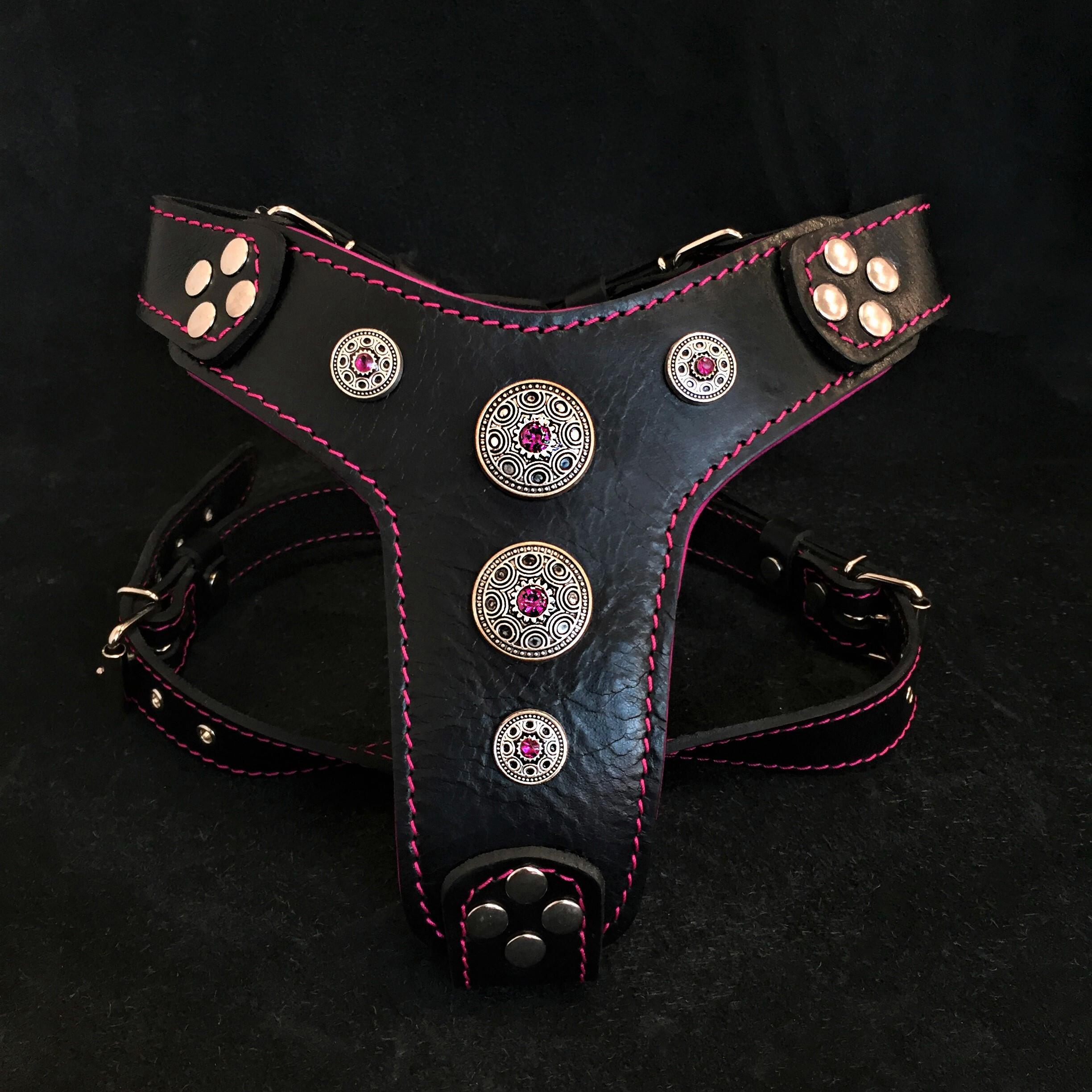 The ''Bijou'' harness Black & Pink Small to Medium Size - SJB-DIAMOND ELITES