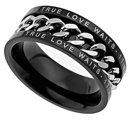 Black Chain Ring - True Love Waits KingdomWear