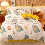 Coral Fleece Duvet Cover Sheet Flannel Pillowcase Pi-Mart