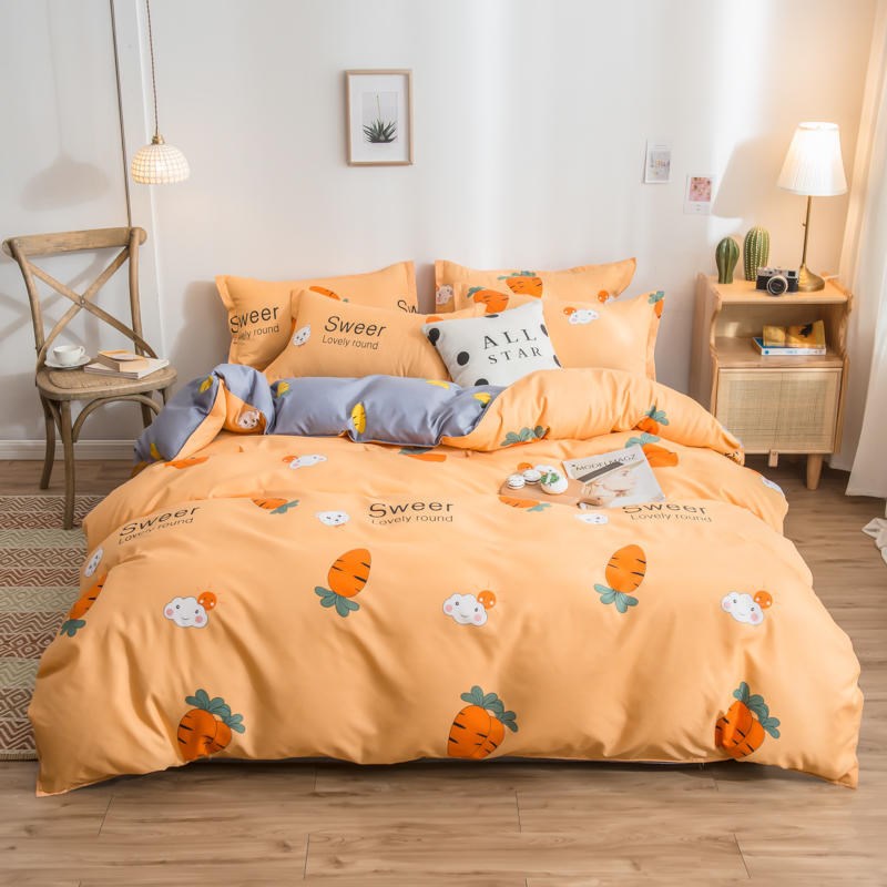 Cover Set Bed Cotton Quilt Bedsheet Bedding Duvet Fitted Pi-Mart
