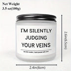 5.3oz Soy Wax Scented Candle with Inspirational Message - "I'm Silent Judging Your Veins for Loving You" - Perfect Appreciation Gift for Nurses, Nursing Students, and Loved Ones on Birthdays, Graduations, or Nurse's Day, Nurs