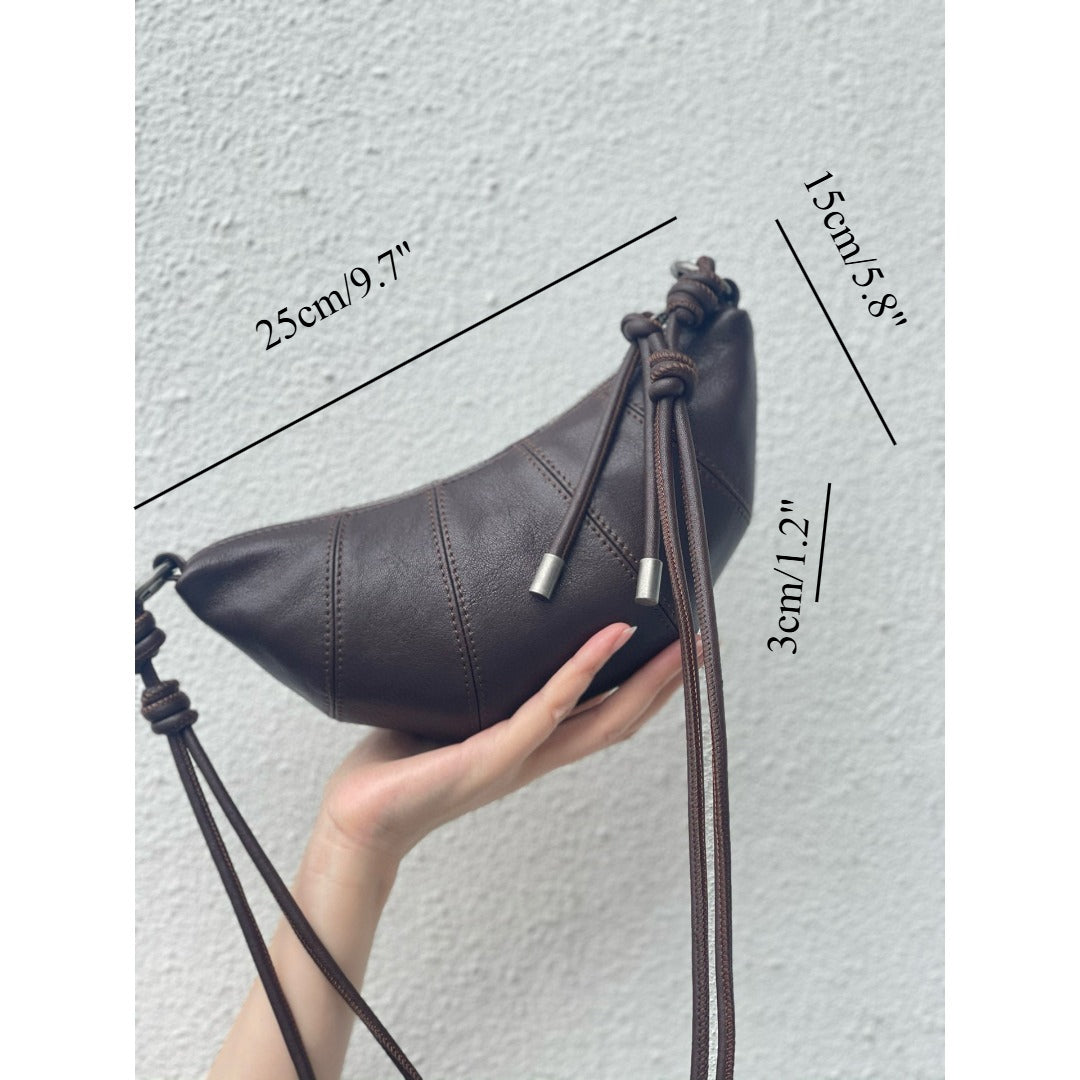 Genuine leather sheepskin croissant, moon bag, shoulder crossbody bag, dumpling bag, soft leather women's leisure bag, - SJB-DIAMOND ELITES